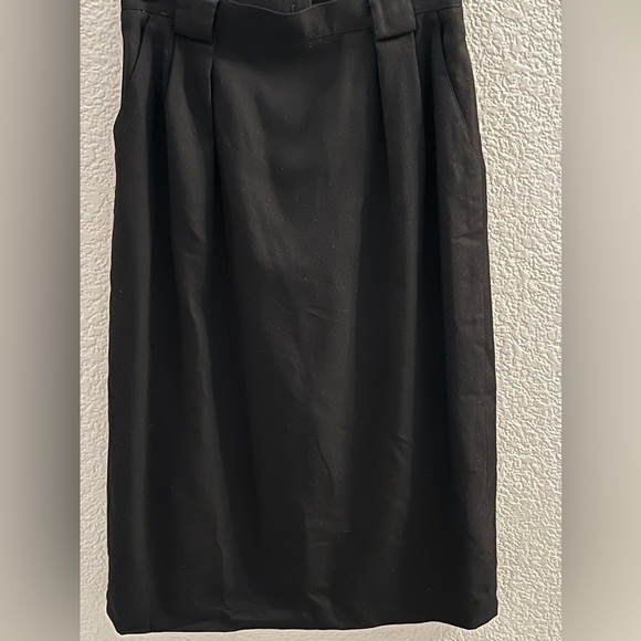 Talbots Linen Wool Blend Midi Black Skirt Size 12 - Picture 1 of 6